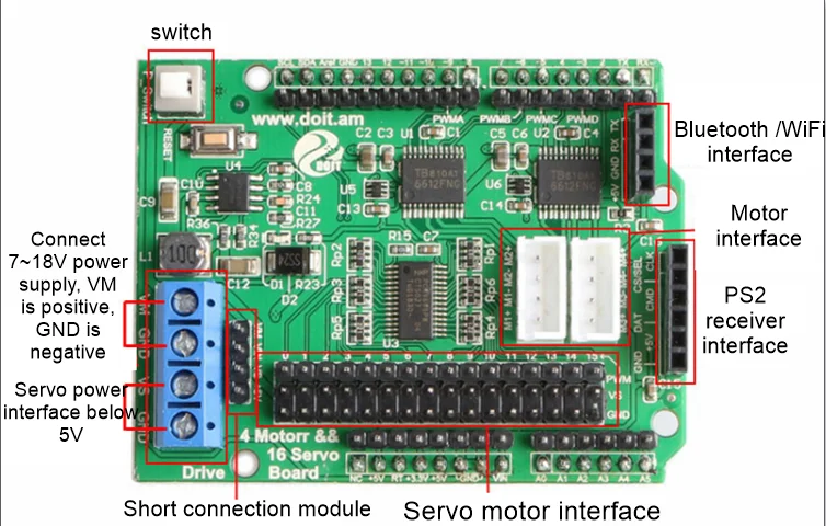 Bluetooth, WiFi, Handle Robot Car Arm Controller Kit for Arduino with Motor Driver Board, WiFi Module, Bluetooth Module