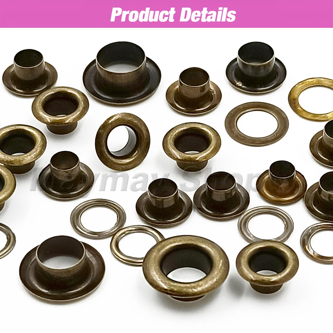 100Pcs Copper Color Hole Metal Eyelets Grommets with Washer For Leathercraft Diy Accessories Clothes Cap Bag Tags Shoes Belt