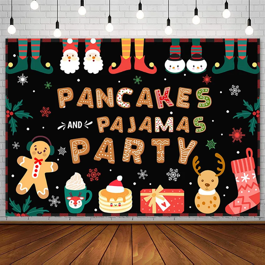 

Winter Christmas Backdrops Pancake Pajamas Party Santa Sock Snowflake Photography Background Photo Studio Decor Props Photozone