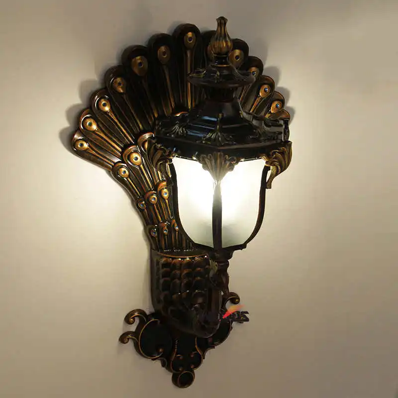 European style creative peacock wall lamp outdoor aisle waterproof wall light hotel/apartment decorative bracket light