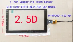 7 inch 174*100mm Sensor Digitizer For Carplay Car Radio 2.5D Glass G+G TX-1001A0-V0 FPCXY-FPC001-120 KD XCGP7.0-094 GT911 6pin