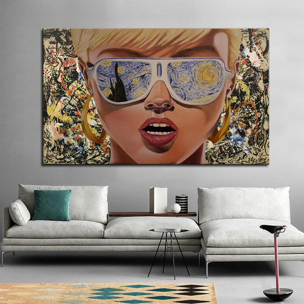 Abstract Graffiti Art Wall Decoration Canvas Painting Print Fashion Girl Posters and Prints Wall Pictures for Living Room Decor