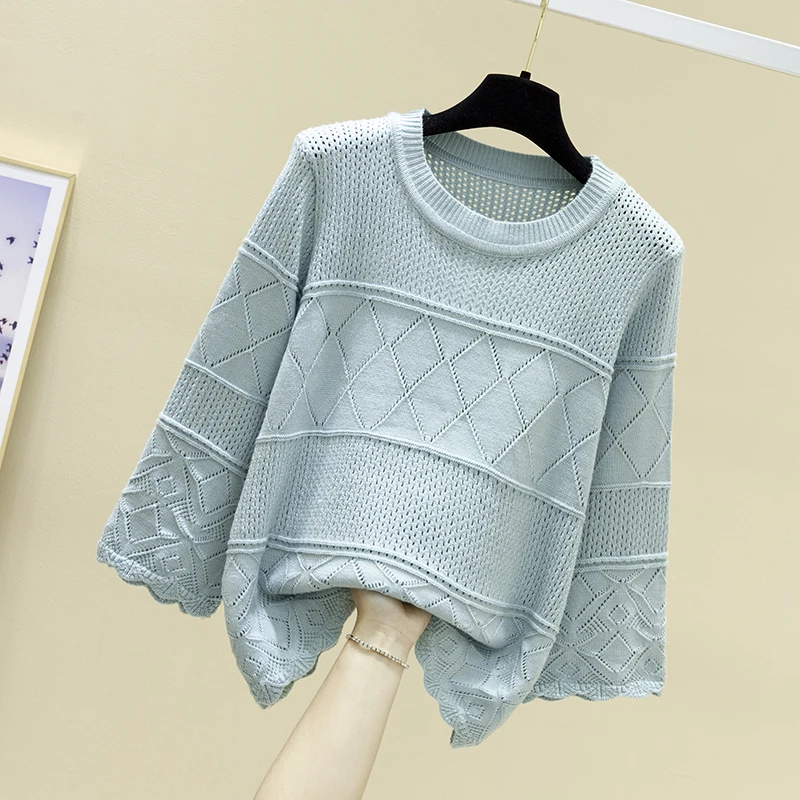 Women's sweater with thin collar and hollow bottom in spring 2021