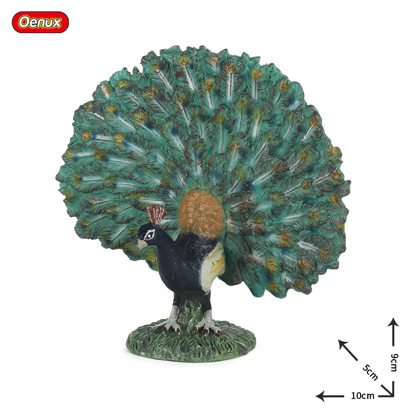 Oenux Wild Animals Peacock Squirrel Antelope Penguin Lizard Action Figures Miniature Cake Toppers Figurines Toy For Kids Gift