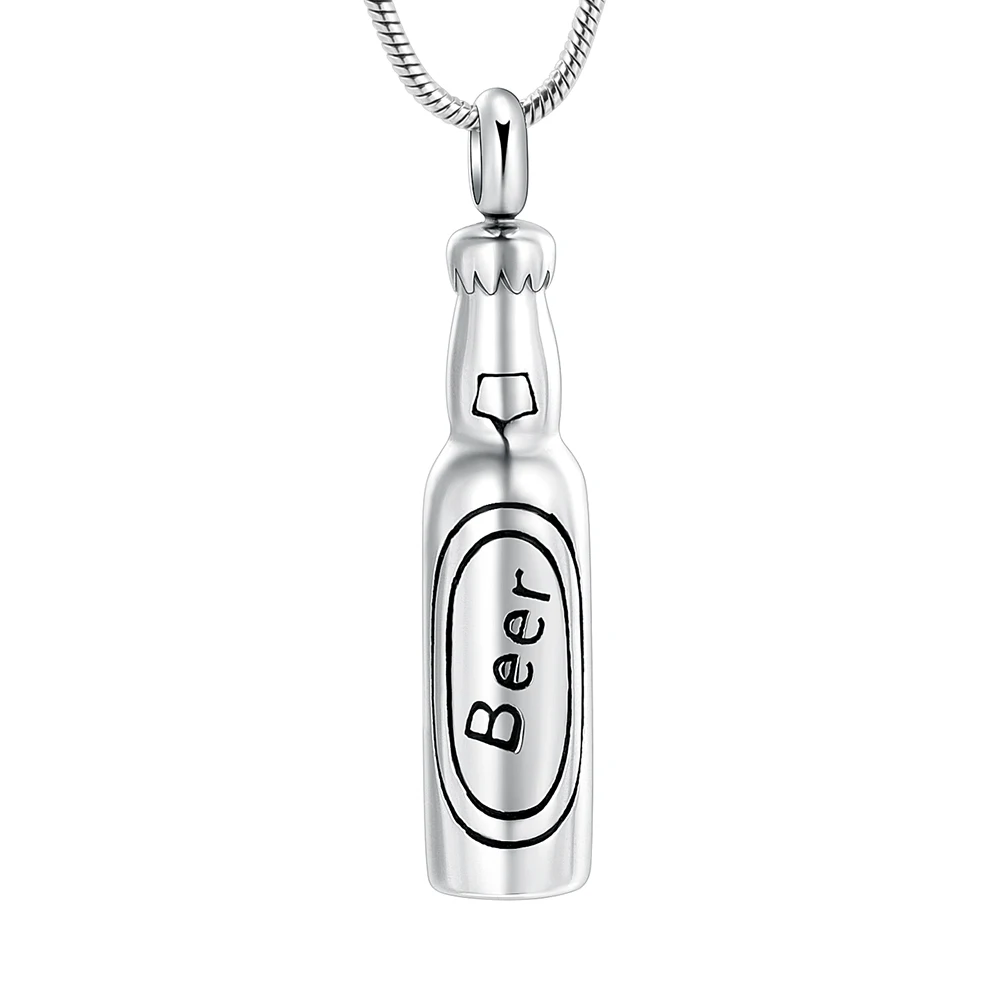 Beer Bottle Cremation Jewelry For Dad Stainless Steel Memorial Urn Necklace Ashes Holder Keepsake Pendant