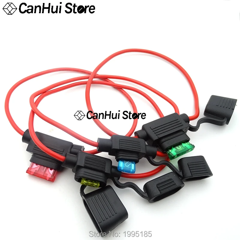 1set MINI/Small/Medium Car Waterproof Fuse Box Blade Type In Line Fuse Holder Power Socket 18/16/14/12/10AWG 7.5A10A20A30A40A50A