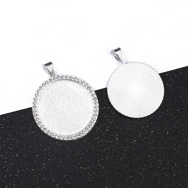 JUYA 5 teile/los 25/30mm Runde Cabochon Einstellung Diamant Handwerk Zubehör Anhänger Basis DIY Schmuck, Die Entdeckungen Für halskette – Detail 15