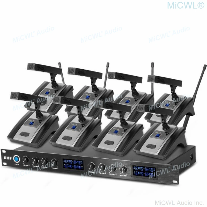 

MiCWL 8 Microphones Channel Audio Wireless Microphone System Pro Company Press Conference 8 Tabletop Discussion Meeting Room Set