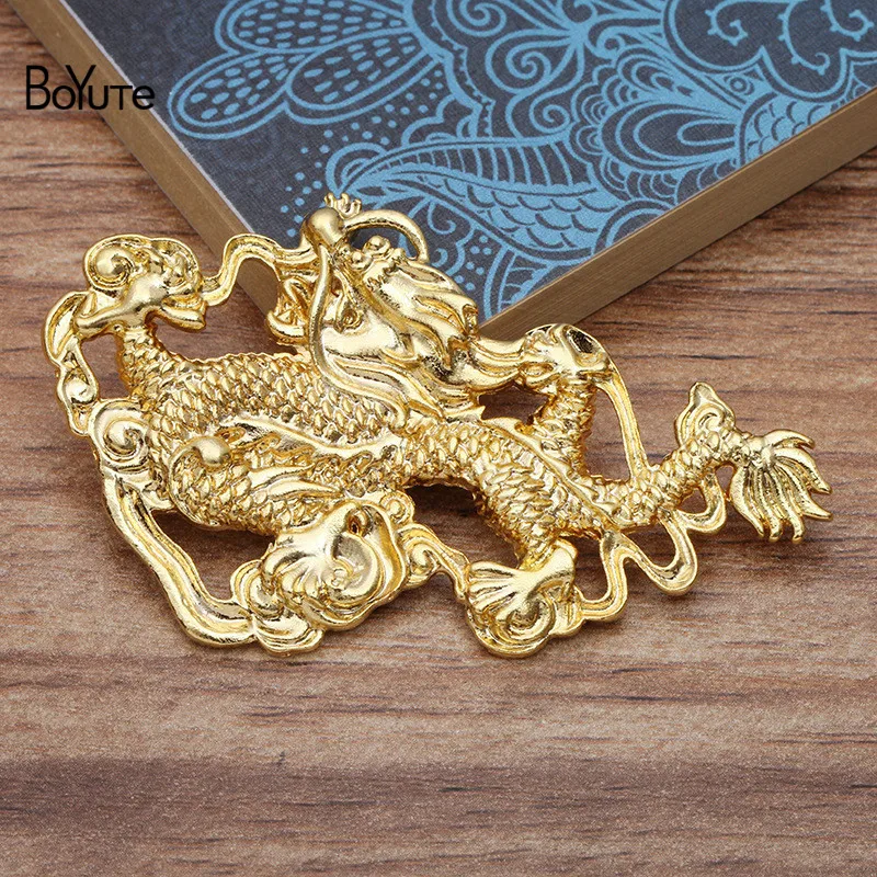 BoYuTe (10 Pieces/Lot) Factory Direct Wholesale Retro DIY Hair Jewelry Accessories Metal Alloy 37*63MM Dragon Findings