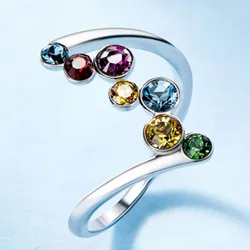 Milangirl Elegant Romantic Women Ring Band Twist Design Luxury Noble sliver Color With Colored Zircon Women Ring