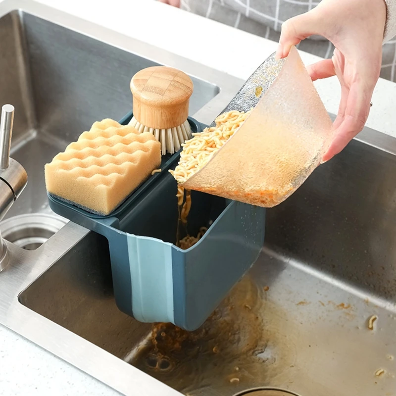 Kitchen Sink Strainer Vegetable Fruit Drainer Basket Suction Cup Sponge Rack Storage Organizer Shelf Household Item