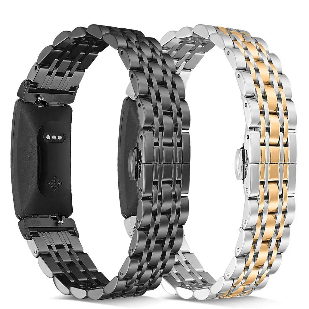 Essidi Mới Thép Không Gỉ Vòng Fitbit Inspire 1 2 Nam Nữ Dây Kim Loại Vòng Tay Dây Đeo Dây Chuyền Fitbit Truyền Cảm Hứng Cho HR