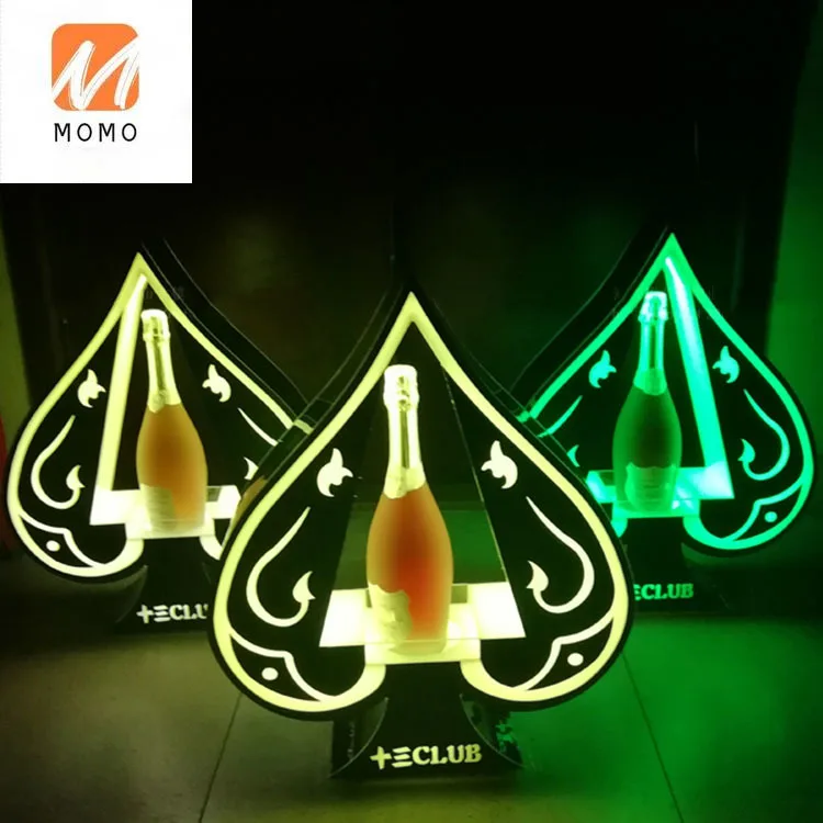 Luminous Spades A Wine Rack Creative Champagne KTV Bar Event Nightclub Wine Base LED Wine Tray