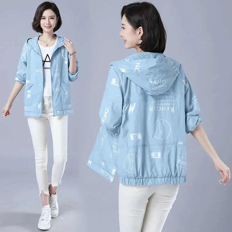 2022 New Summer Fashion Women Jacket cappotto sottile con cappuccio giacca a vento protezione solare cappotto con cerniera giacca capispalla Casual