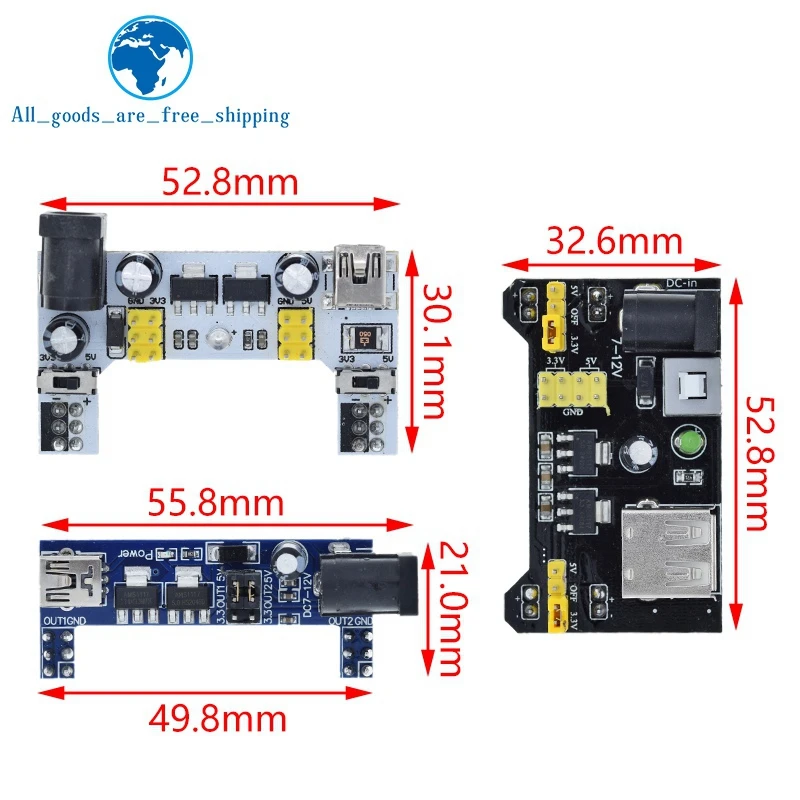 Макетная плата TZT MB102, модуль питания/белая макетная плата MB102, выделенный модуль питания 2-полосный, 3,3 В, 5 В, фотосессия