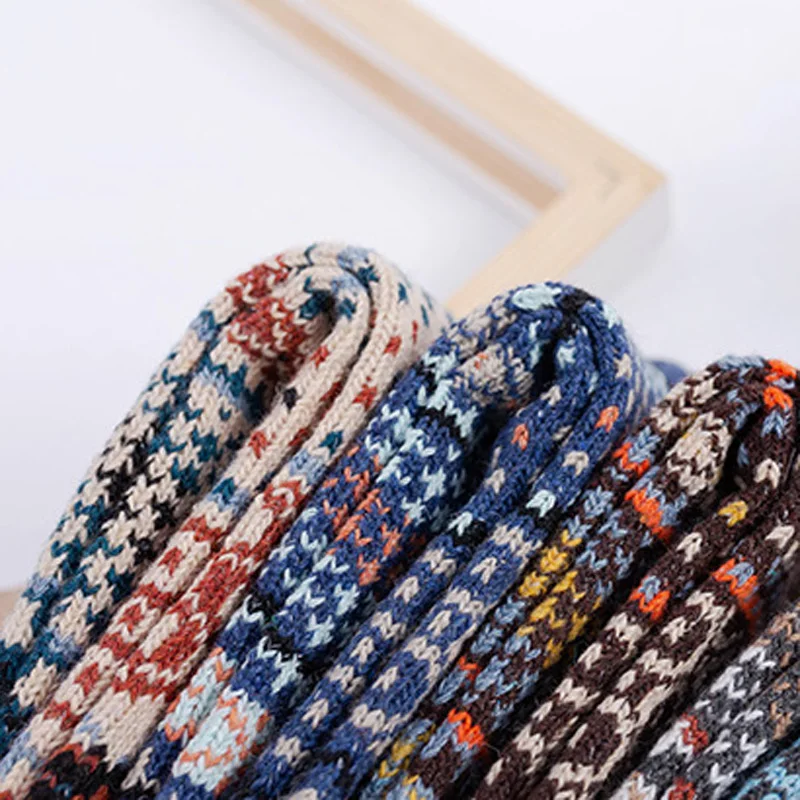 5Pairs New Winter Thick Warm Wool Women Socks Colorful Socks Fashion Casual Euramerican National Wind-Flowers Cotton Sock 8054