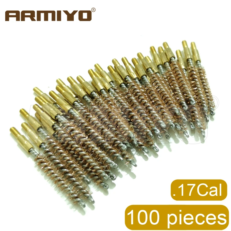 

Armiyo Wholesale 100Pcs/Pack .17Cal .22Cal .30Cal .38Cal 12GA G Bore Cleaning Bronze Brush Hunting Thread 5-40 8-32 5/16"-26T