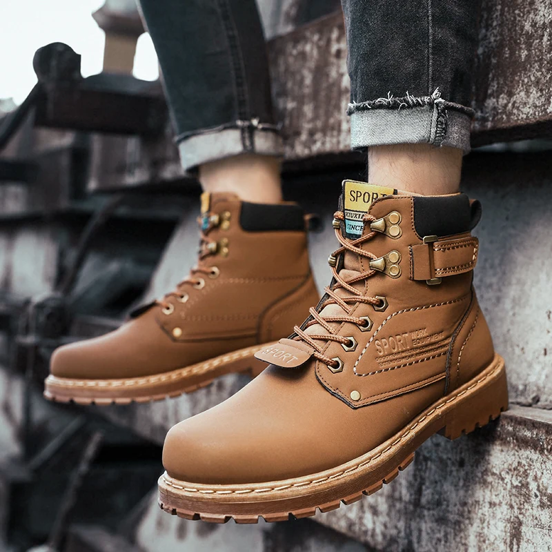 Marke Design männer Stiefel Herbst Comfy Langlebig Sohle High Top Wandern Schuhe Männer Leder Martin Stiefel Knöchel Wanderschuhe für Männliche