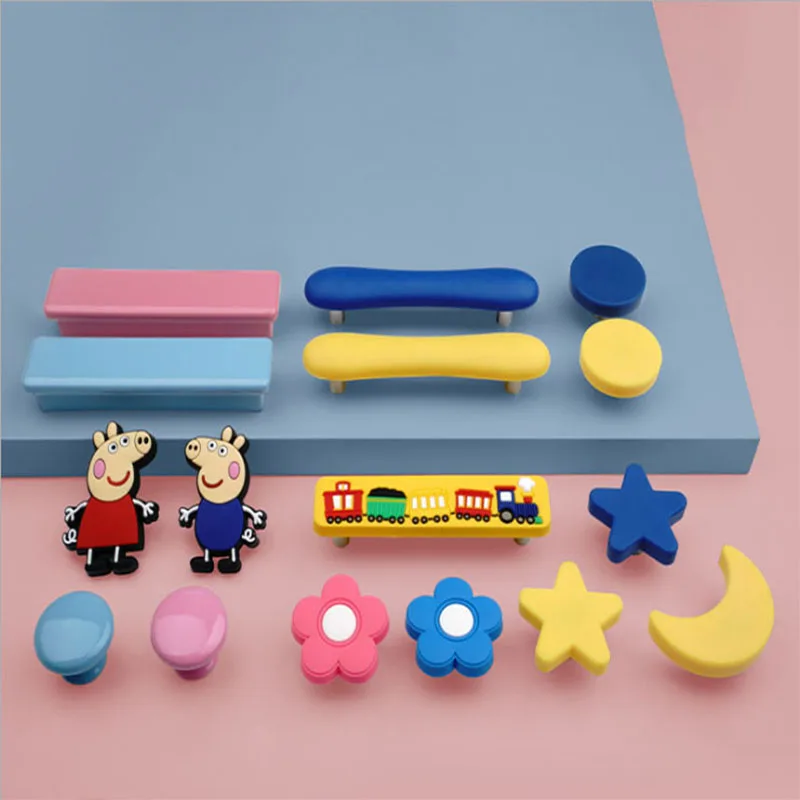 Children Room Cartoon Environmentally Friendly Soft Rubber Knobs Moon Star Wardrobe Handle Garden Door Handle Cabinet Handles