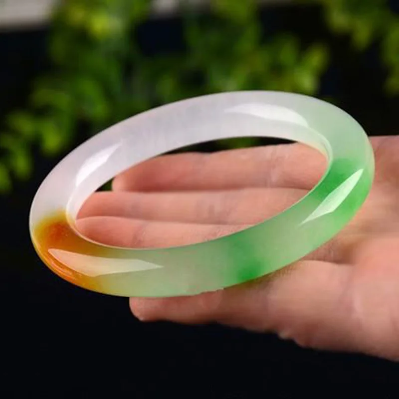 

Jade Ice Jadeite Color Bracelet Quartzite Round Bar Beauty Bangles Accessories Hand Ring Fine Jewelry