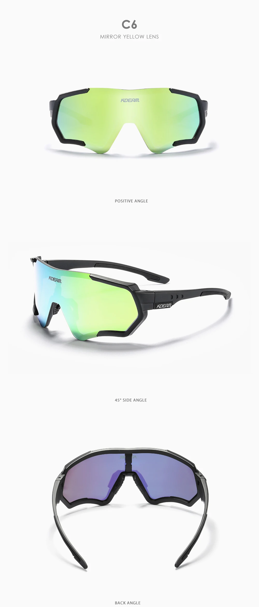 KDEAM Outdoor Sports Herren Sonnenbrille TR90 Polarisierte Sonnenbrille Flash Real Coating Sonnenbrille KD714 CE – Detail 19