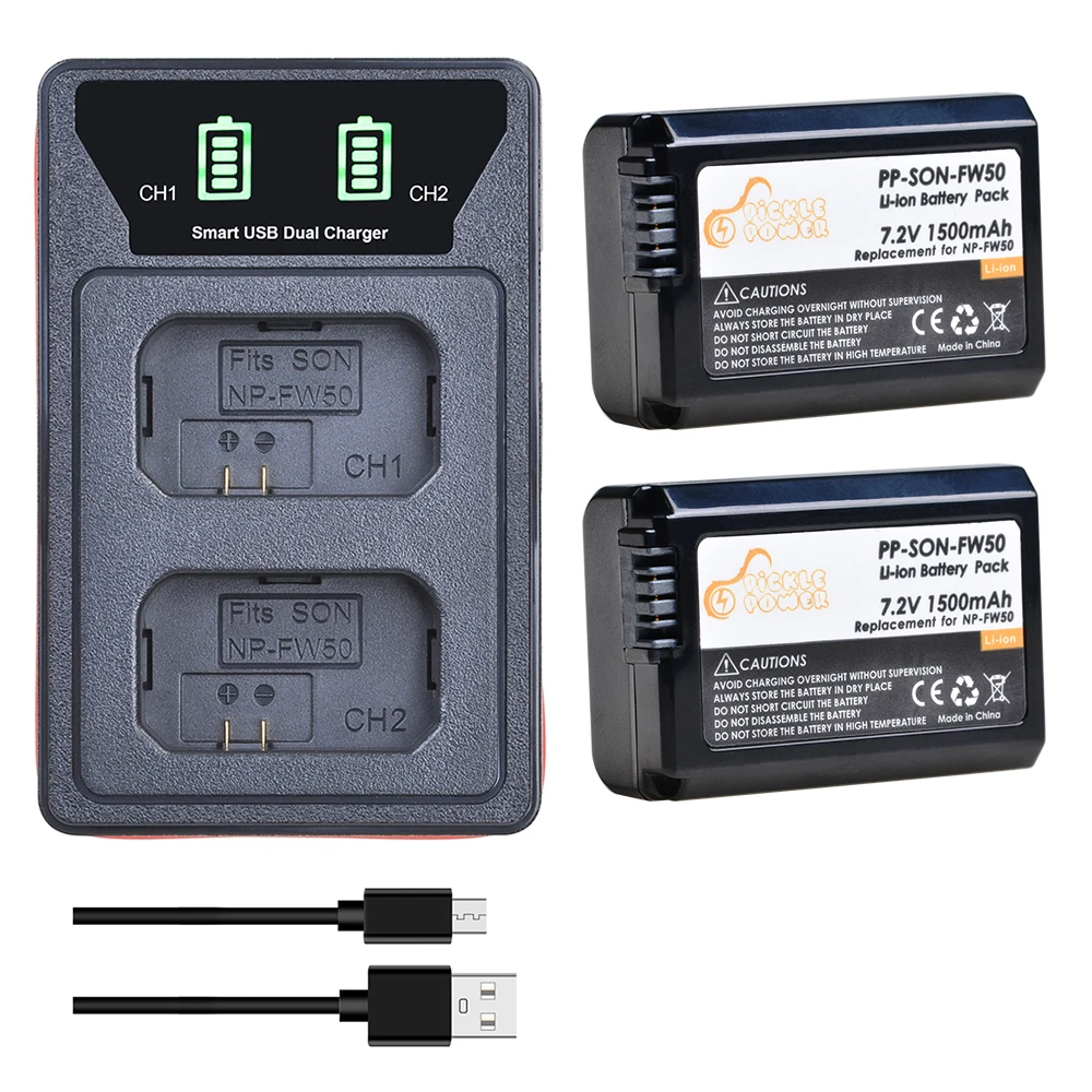 NP-FW50 NP FW50 Camera Battery LED Built-in USB Dual Charger For Sony A6000 A6400 A6300 A6500 A7 A7II A7RII A7SII A7S A7S2 A7R