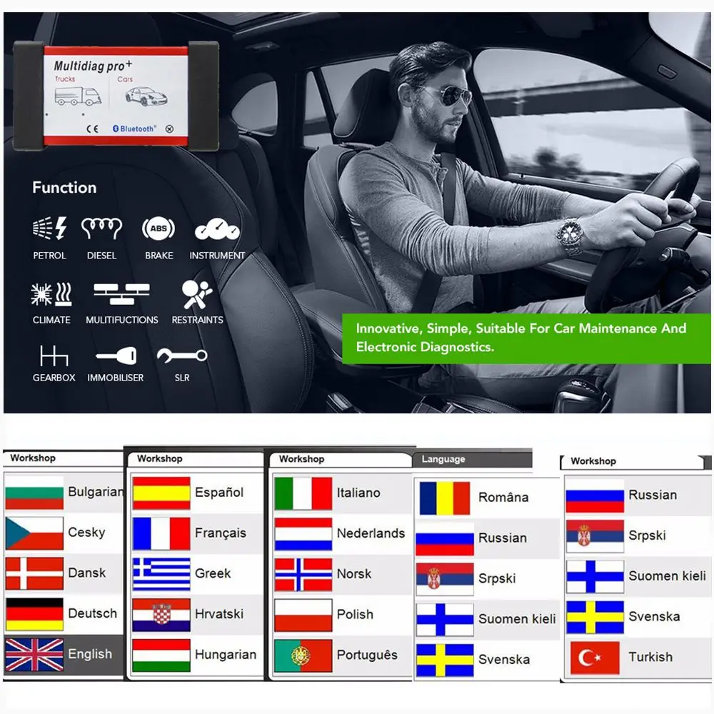 Di alta qualità Multidiag Pro TCS V3.0 Red NEC relè 9241A Chip VD150 Bluetooth VCI TCS OBD2 Scanner diagnostico per auto/camion