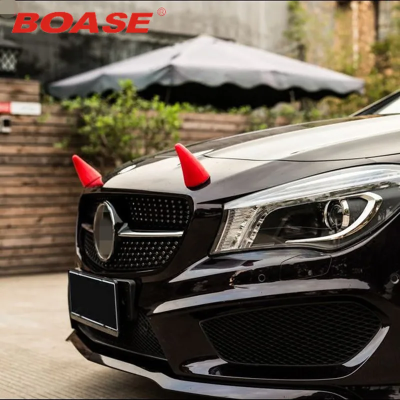 1 Pair 3D Devil Horn Car Roof Decoration Stereo Bumper Hood Stickers Car Helmet Sticker Decal for Halloween Ornament Bull Horn