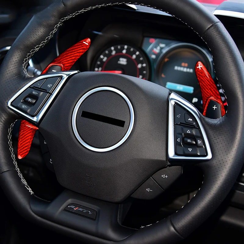 

2Pcs Carbon Fiber Car Steering Wheel Paddle Extension Shift Cover for Chevrolet Camaro 2016 2017 2018 2019