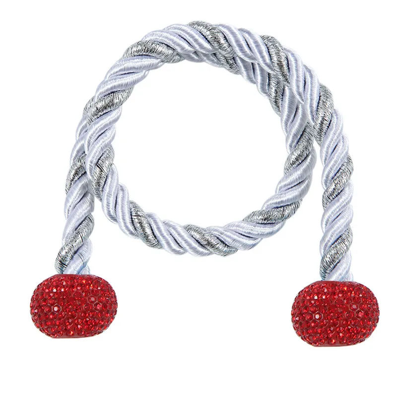 2 Pack Magnetic Curtain Tiebacks Bling Bling Rhinestone Tie Backs Holders Clips for Home Office Decorative Rope Holdbacks