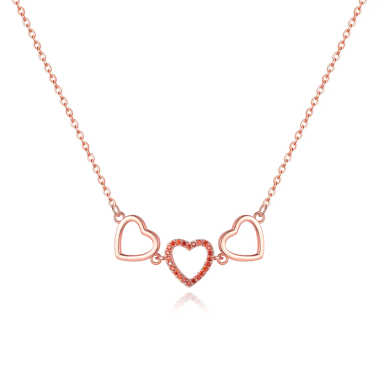 Shiny Paved Tiny Two Heart Choker Necklaces Pendant Gold Color Chain Gift for Women Girl Friend Birthday Party