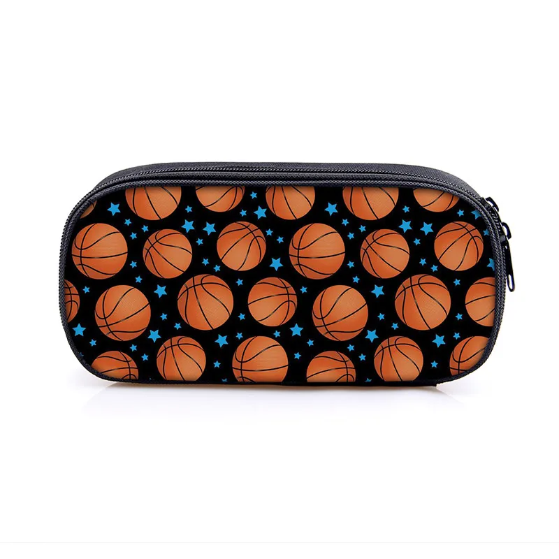 Estuche de cosméticos con estampado de baloncesto para niños, bolsas de papelería para niños, caja de lápices para niños, estuche de suministros