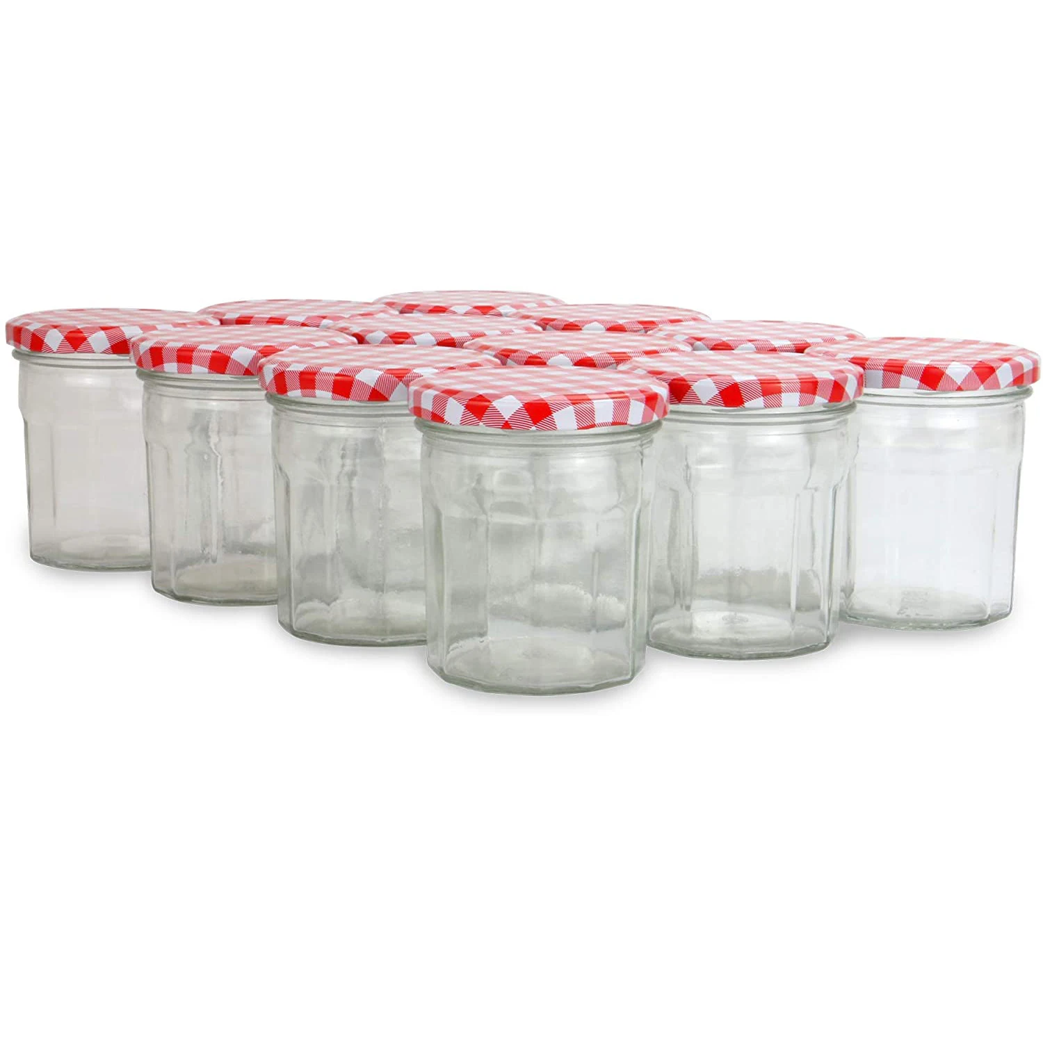 Glass Preserve Pots | Screw Top Red Gingham Lids | Airtight Pickle Jars