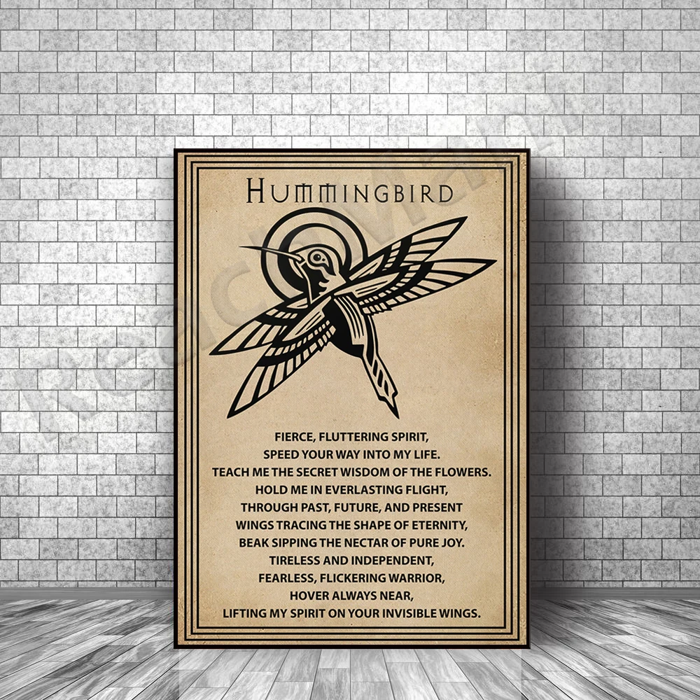 Kolibri-Gebet, bedrucktes Leinwand-Wandkunst-Poster, Einweihungsgeschenk, Heimdekoration