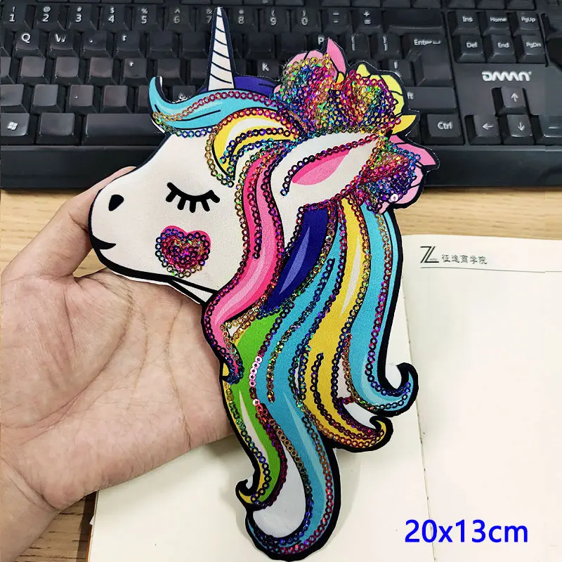 Unicorn Cloth Patch Sequins Appliques For Clothing Animal Patches Stickers DIY Sewing On Patches On Clothes Cartoon Stickers