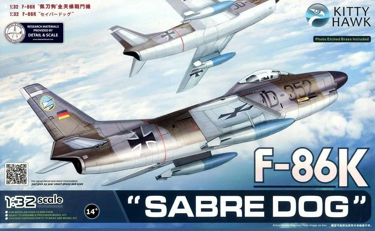 

Kitty Hawk 32008 1/32 F-86K "Sabre Dog" NEW Assembly model