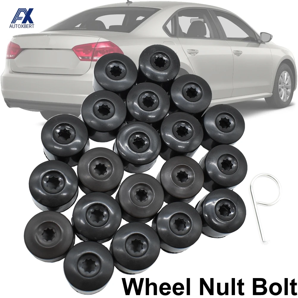 20x Wheel Nut Bolt Cap Full Cover w/ Removal Tool 28mm For VW Beetle EOS Golf Passat Wheel Lug Screw Caps Protector Accessories