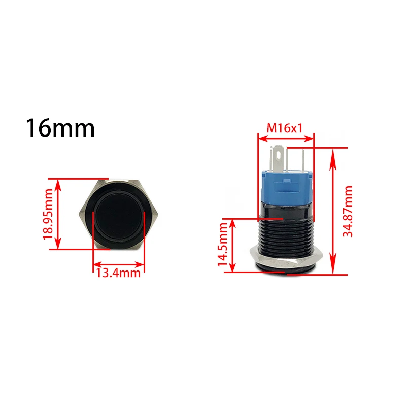 Black Metal Start Stop Push Button Power 12 V Volt Led Connected Switch Backlit Without Fixation Controller Latching Electrical