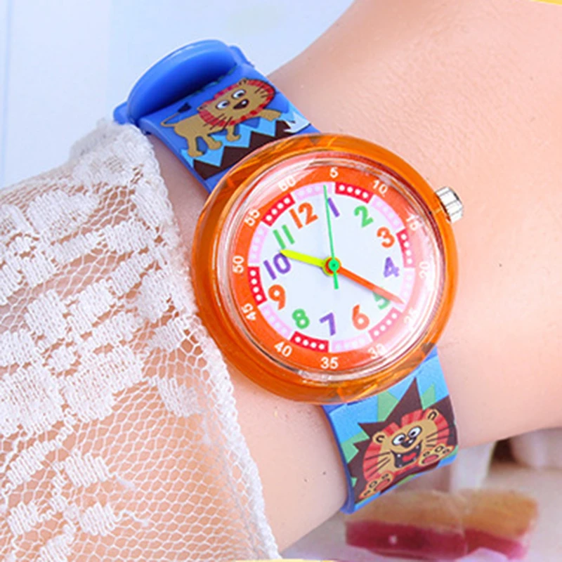 UTHAI CQ15 enfants montres fpr filles montre-bracelet à quartz enfant pour fille garçons horloge dessin animé fleur chien lion horloges multicolores