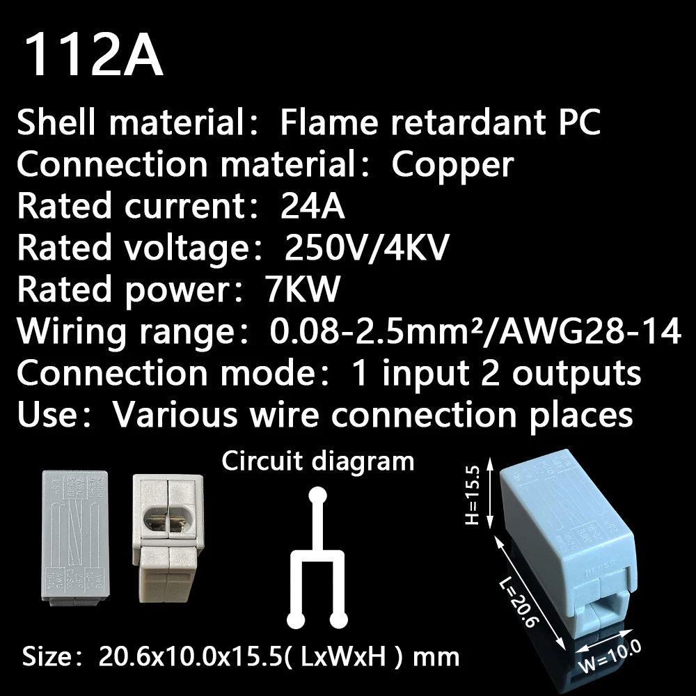 Mini Snelle Wire Cable Connectors Universele Compact Dirigent Lente Splicing Bedrading Connector Push-In Terminal Blok 101A