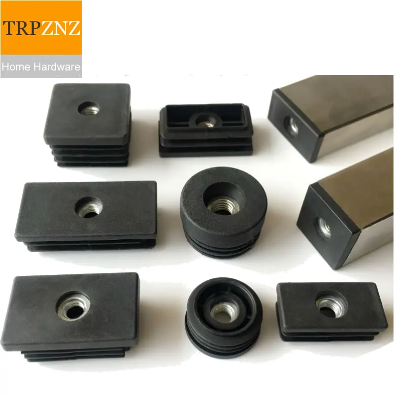 

Заглушка трубки Black Square, с отверстием для винтов M8, пластиковая заглушка, подставка для ног стола, подставка для ног мебели
