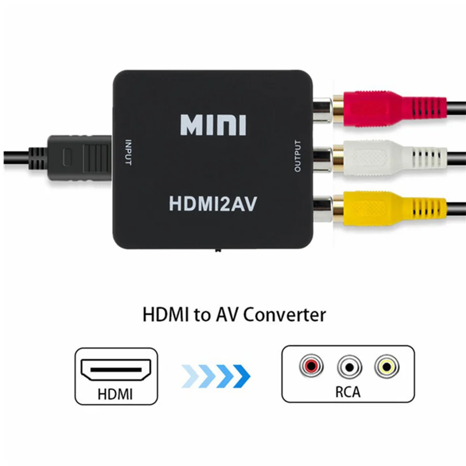 HD 1080P HDMI to AV Scaler Adapter Video Composite Converter HDMI to RCA CVSB L/R Video Mini HD2AV AV TO HDMI Converter adapter