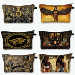 Estuche de cosméticos con estampado de arte egipcio, bolsa de aseo bolsos de maquillaje para mujeres faraón egipcio Anubis, Bolso pequeño, soporte para lápiz labial