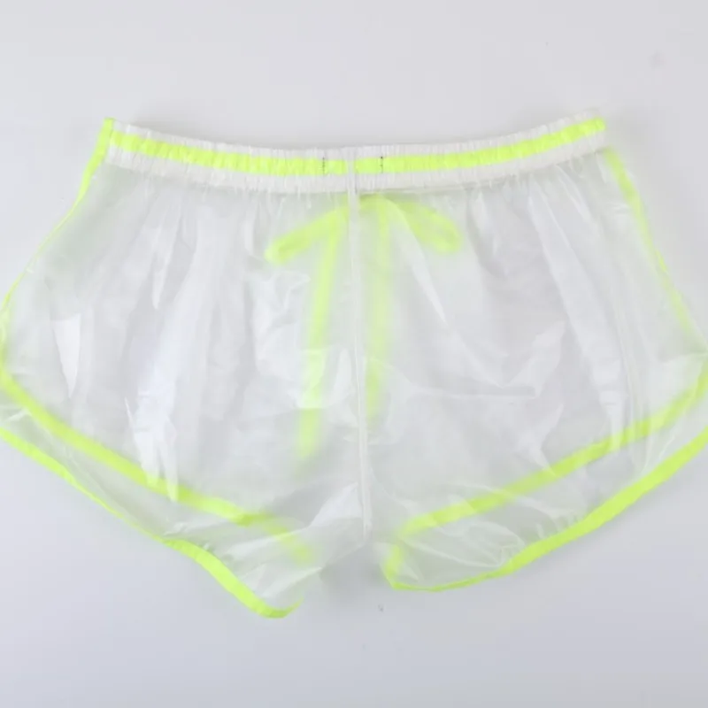 FCCEXIO Fashion Men Underwear See Through Boxer Trunks PVC Waterproof Men Performance Boxers Shorts Transparent Men Gay Wear