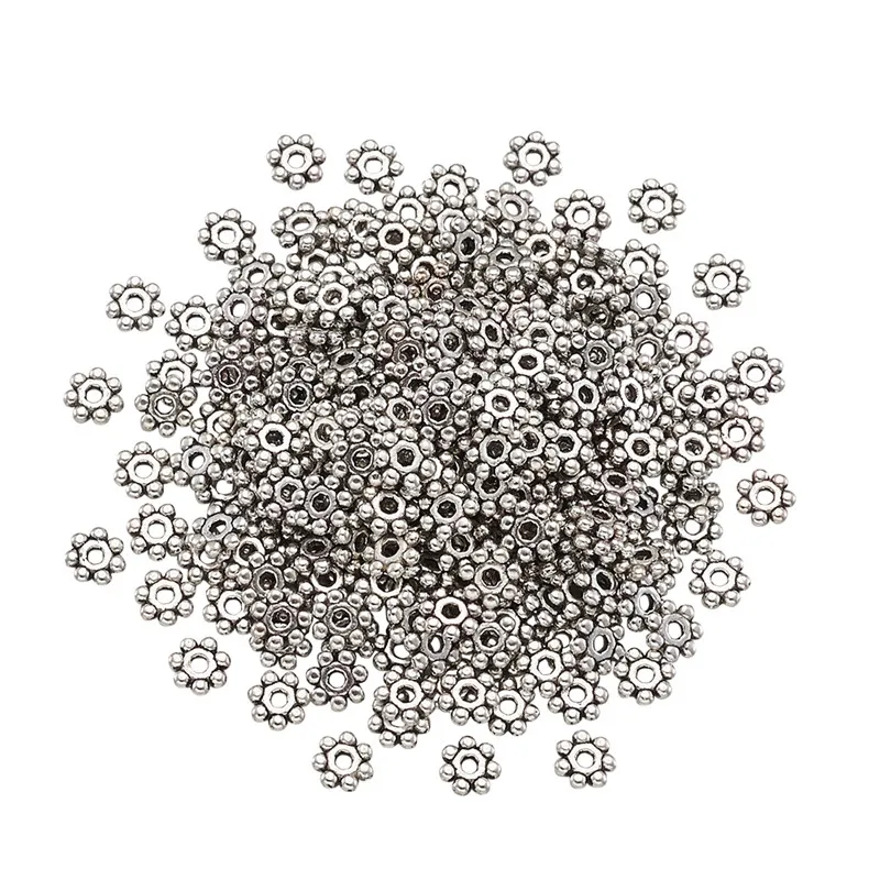 

1000pcs Antique Tibetan Silver Color Loose Spacer Beads Snowflake Bead For Christmas DIY jewelry making 4~4.5x1.5mm