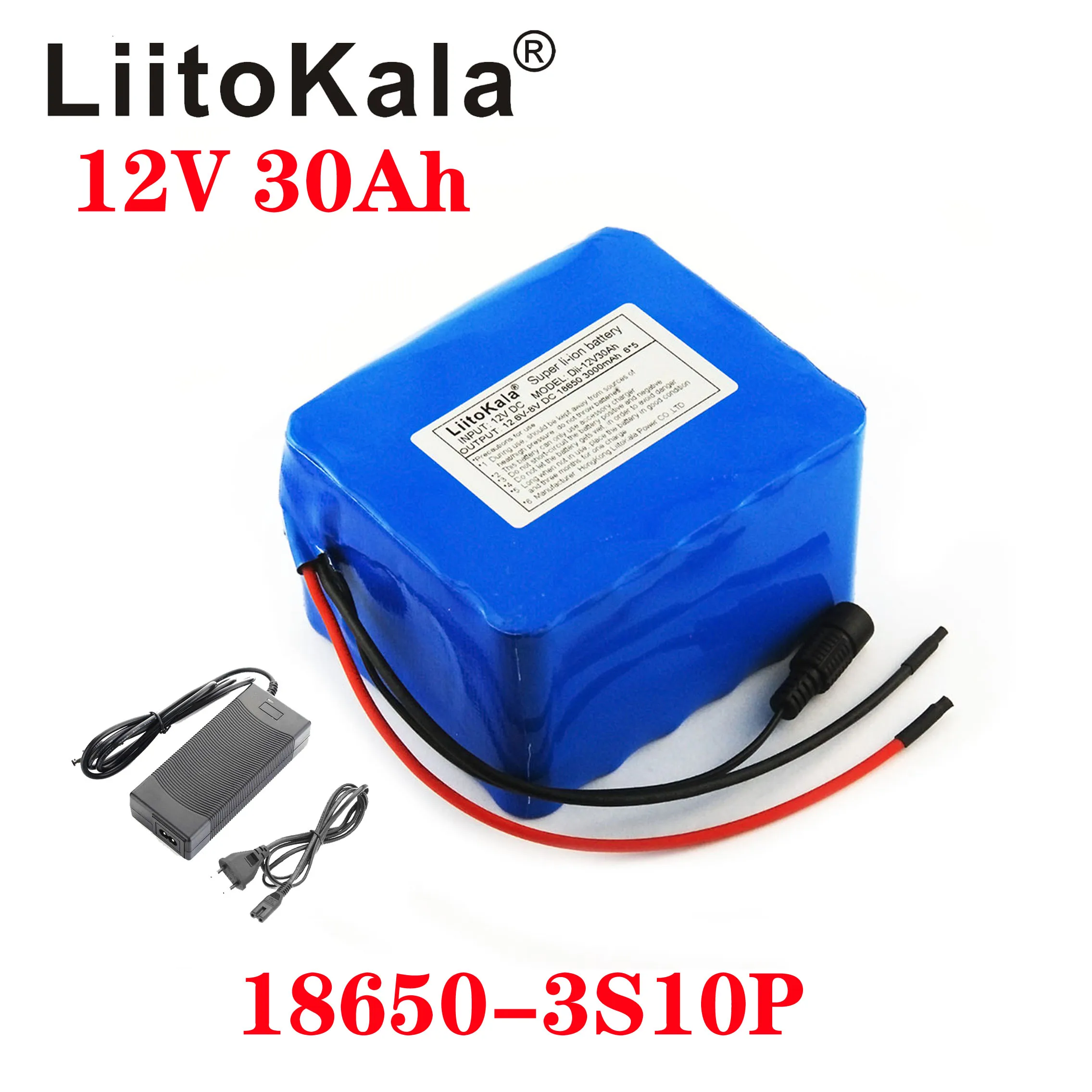 

LiitoKala 12v 30ah 18650 3000mah 3S10P battery high current large capacity 30,000 mAh xenon lamp motor mobile backup battery