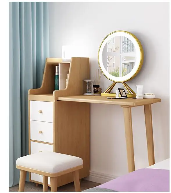 Nordic solid wood dresser bedroom small family storage cabinet integrated simple dressing table multi-functional net red dressin