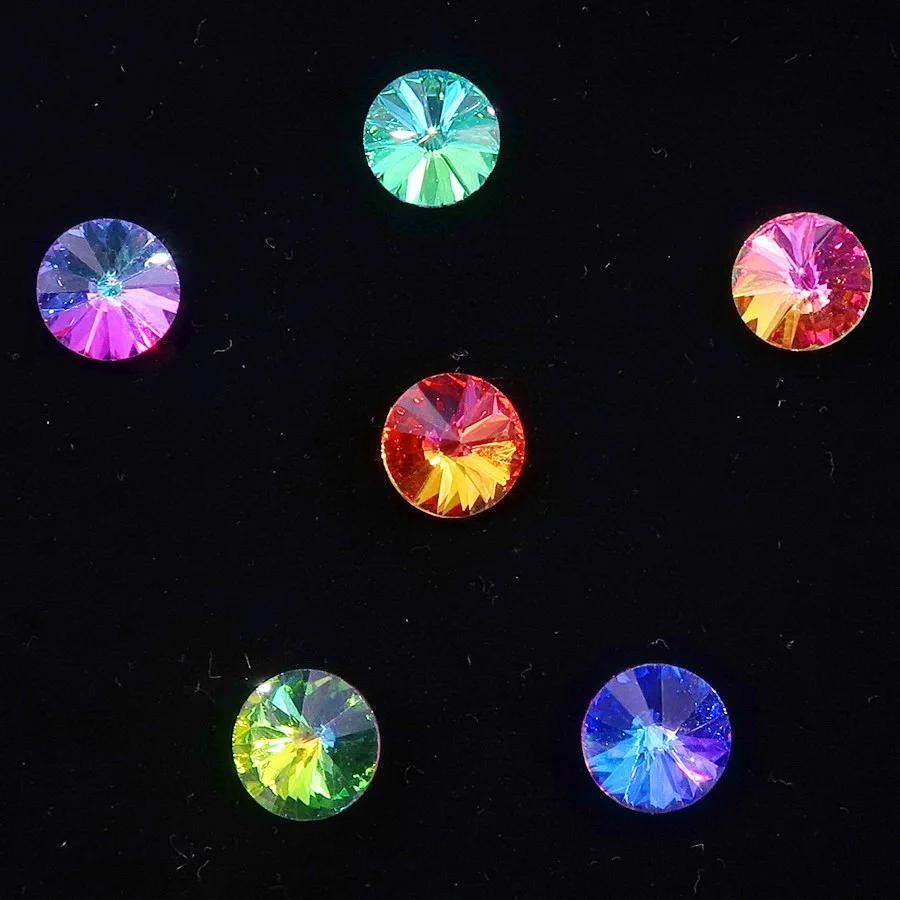 Glaskristall 8mm 10mm Jelly Candy AB & Regenbogenfarben Mix Rivoli Runde Form Klebe-Strassperlen Handwerk DIY Verzierung – Detail 3
