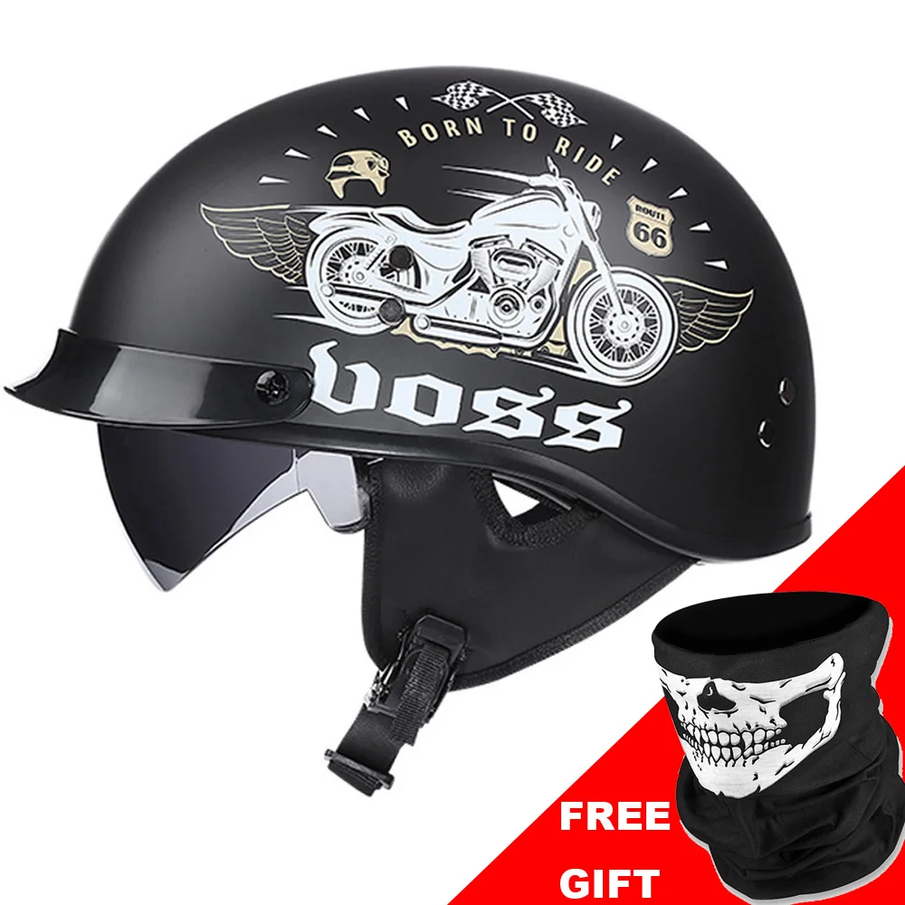 VOSS Retro Motorcycle Helmet Moto Helmets Scooter Vintage Half Face Biker Motorbike Crash Helmet Casco DOT Certification