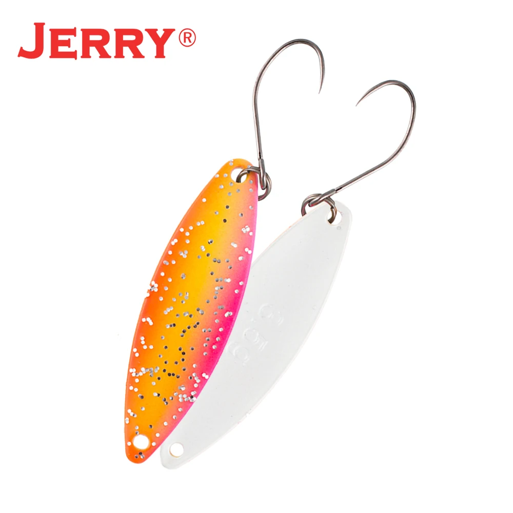 Jerry Leo Micro Narrow Brass Metal Spoon 1.6g 2.7g 3.5g UV Glittering Colors Perch Trout Area Single Hook Fishing Lure